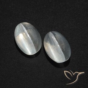 Gemme di Sillimanite Occhio di Gatto Bianco trasparente naturale da 2.94 ct, Ovale, Traslucido