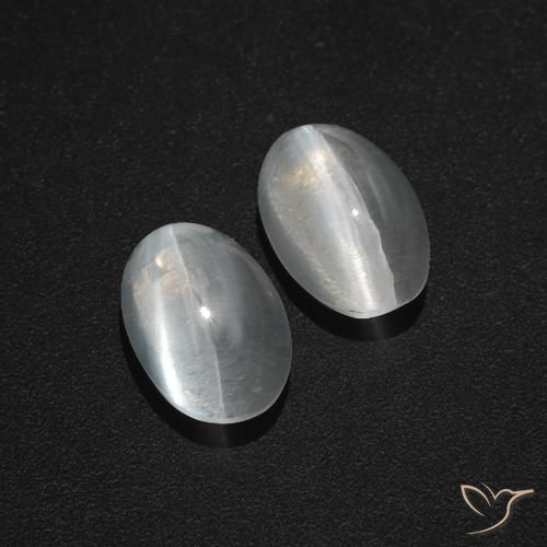 2.80ctw Naturale Bianco trasparente Sillimanite effetto occhio di gatto, Ovale, Traslucido