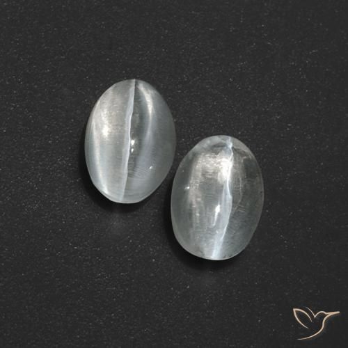 2.64ctw Naturale Bianco trasparente Sillimanite effetto occhio di gatto, Ovale, Traslucido