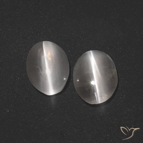2.57ctw Naturale Grigio molto chiaro Sillimanite effetto occhio di gatto, Ovale, Traslucido