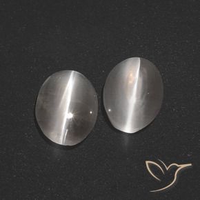 Gemme di Sillimanite Occhio di Gatto Grigio molto chiaro naturale da 2.57 ct, Ovale, Traslucido
