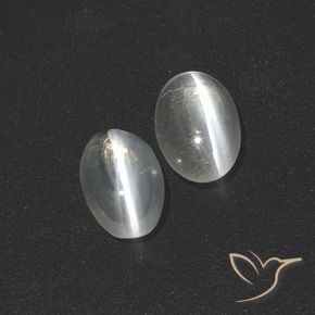 Gemme di Sillimanite Occhio di Gatto Bianco trasparente naturale da 1.89 ct, Ovale, Traslucido
