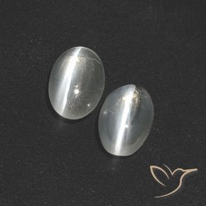 Gemme di Sillimanite Occhio di Gatto Bianco trasparente naturale da 1.89 ct, Ovale, Traslucido
