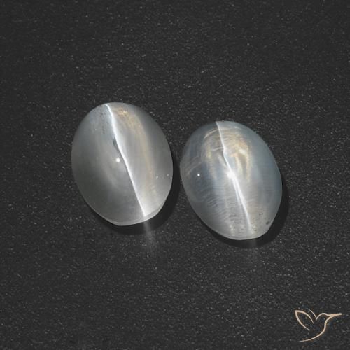 2.53ctw Naturale Bianco trasparente Sillimanite effetto occhio di gatto, Ovale, Traslucido