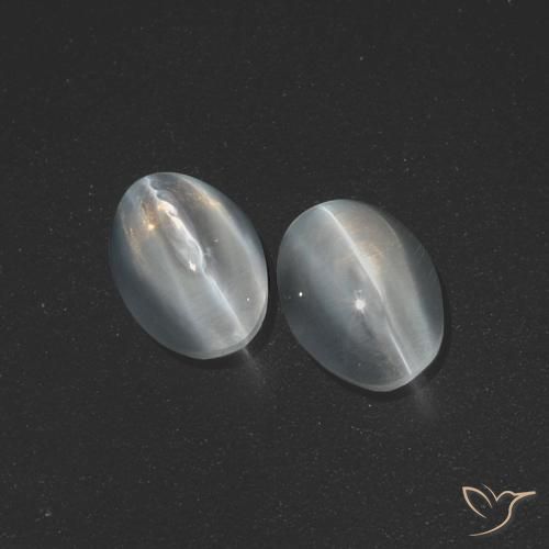 2.53ctw Naturale Bianco trasparente Sillimanite effetto occhio di gatto, Ovale, Traslucido