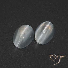 Gemme di Sillimanite Occhio di Gatto Bianco trasparente naturale da 2.53 ct, Ovale, Traslucido