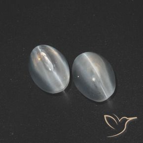 Gemme di Sillimanite Occhio di Gatto Bianco trasparente naturale da 2.53 ct, Ovale, Traslucido