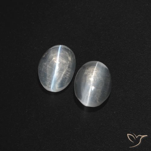 2.62ctw Naturale Bianco trasparente Sillimanite effetto occhio di gatto, Ovale, Traslucido