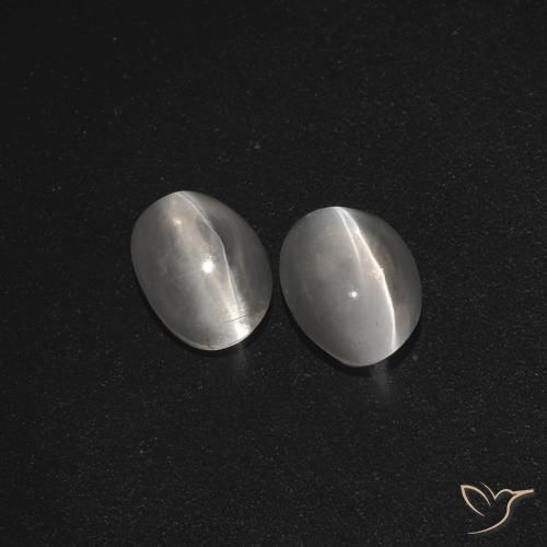 2.27ctw Naturale Bianco trasparente Sillimanite effetto occhio di gatto, Ovale, Traslucido