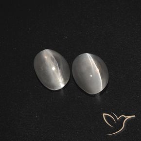 Gemme di Sillimanite Occhio di Gatto Bianco trasparente naturale da 2.27 ct, Ovale, Traslucido