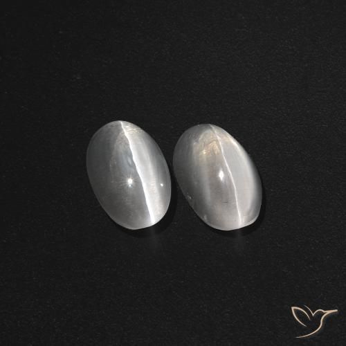 2.39ctw Naturale Bianco trasparente Sillimanite effetto occhio di gatto, Ovale, Traslucido