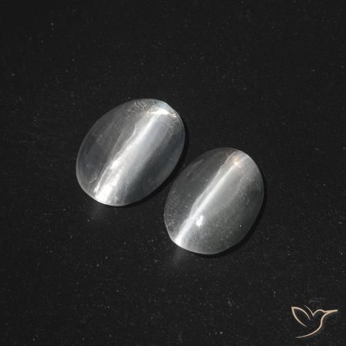 Gemme di Sillimanite effetto occhio di gatto Bianco trasparente naturale da 2.53 ct, Ovale, Traslucido
