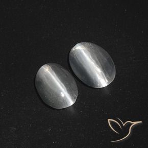 Gemme di Sillimanite effetto occhio di gatto Bianco trasparente naturale da 2.53 ct, Ovale, Traslucido