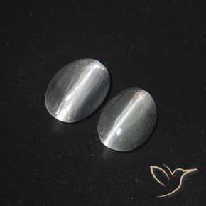 Gemme di Sillimanite effetto occhio di gatto Bianco trasparente naturale da 2.53 ct, Ovale, Traslucido