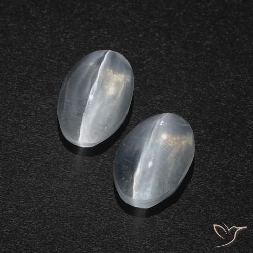 2.29ctw Naturale Bianco trasparente Sillimanite effetto occhio di gatto, Ovale, Traslucido