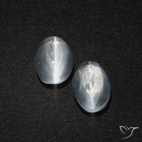 2.49ctw Naturale Bianco trasparente Sillimanite effetto occhio di gatto, Ovale, Traslucido