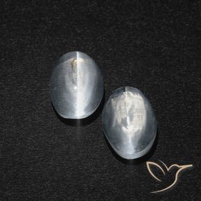 Gemme di Sillimanite Occhio di Gatto Bianco trasparente naturale da 2.49 ct, Ovale, Traslucido