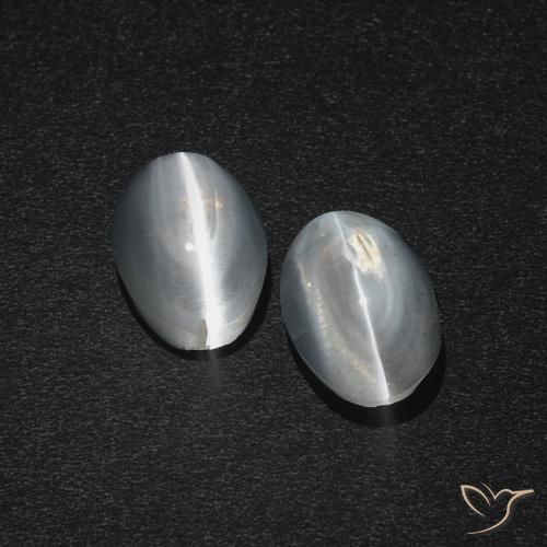 2.47ctw Naturale Bianco trasparente Sillimanite effetto occhio di gatto, Ovale, Traslucido
