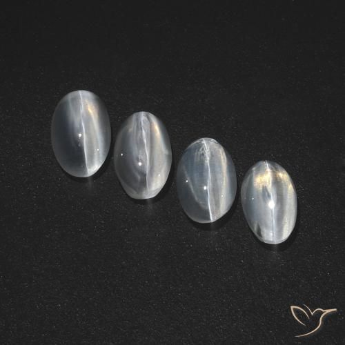 3.63ctw Naturale Bianco trasparente Sillimanite effetto occhio di gatto, Ovale, Traslucido