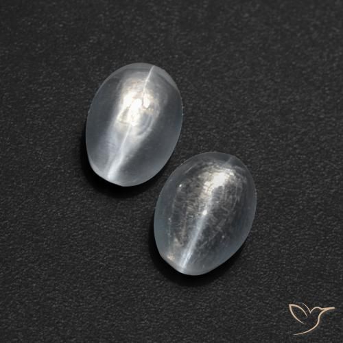 1.83ctw Naturale Bianco trasparente Sillimanite effetto occhio di gatto, Ovale, Traslucido