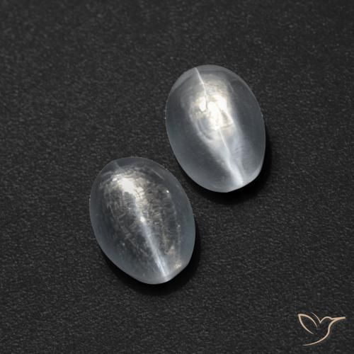 Gemme di Sillimanite Occhio di Gatto Bianco trasparente naturale da 1.83 ct, Ovale, Traslucido