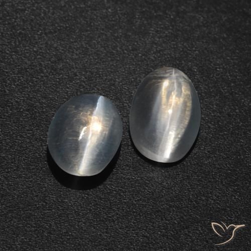 Gemme di Sillimanite Occhio di Gatto Bianco trasparente naturale da 2.59 ct, Ovale, Traslucido