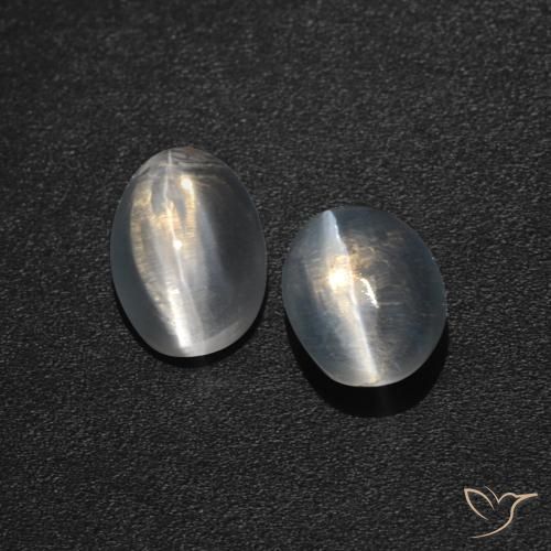 Gemme di Sillimanite Occhio di Gatto Bianco trasparente naturale da 2.59 ct, Ovale, Traslucido