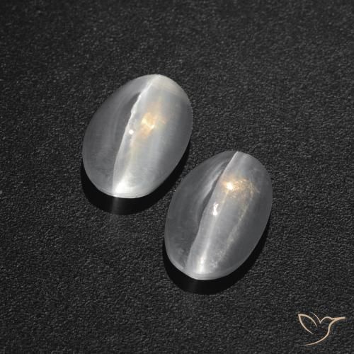 Gemme di Sillimanite effetto occhio di gatto Bianco trasparente naturale da 2.86 ct, Ovale, Traslucido