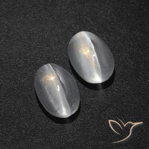 Gemme di Sillimanite effetto occhio di gatto Bianco trasparente naturale da 2.86 ct, Ovale, Traslucido