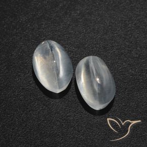 Gemme di Sillimanite Occhio di Gatto Bianco trasparente naturale da 1.95 ct, Ovale, Traslucido