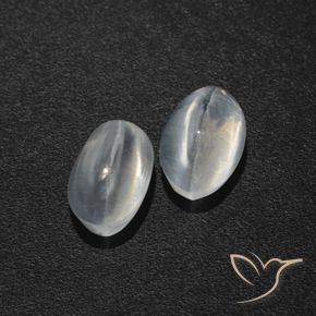 Gemme di Sillimanite Occhio di Gatto Bianco trasparente naturale da 1.95 ct, Ovale, Traslucido