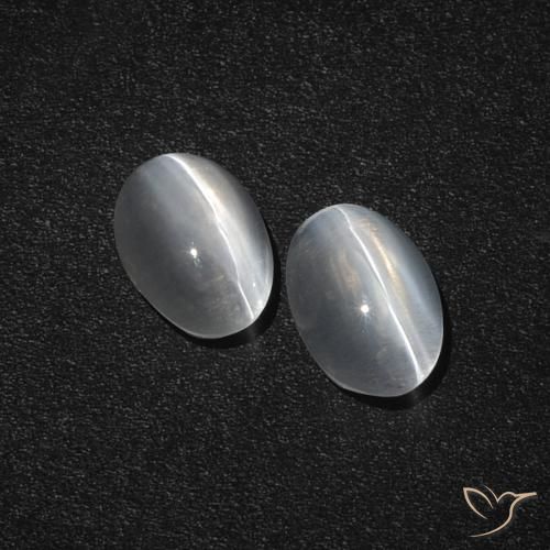 2.36ctw Naturale Bianco trasparente Sillimanite effetto occhio di gatto, Ovale, Traslucido