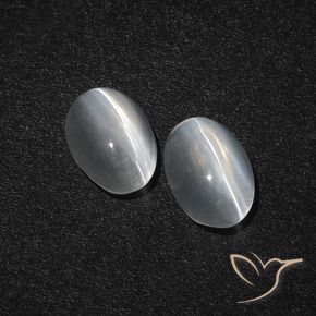Gemme di Sillimanite Occhio di Gatto Bianco trasparente naturale da 2.36 ct, Ovale, Traslucido