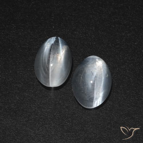 2.46ctw Naturale Bianco trasparente Sillimanite effetto occhio di gatto, Ovale, Traslucido