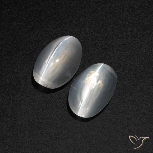 2.44ctw Naturale Bianco trasparente Sillimanite effetto occhio di gatto, Ovale, Traslucido