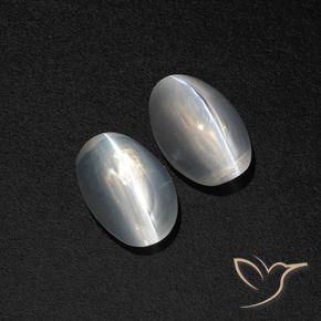 Gemme di Sillimanite Occhio di Gatto Bianco trasparente naturale da 2.44 ct, Ovale, Traslucido
