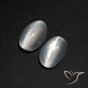 Gemme di Sillimanite Occhio di Gatto Bianco trasparente naturale da 2.44 ct, Ovale, Traslucido