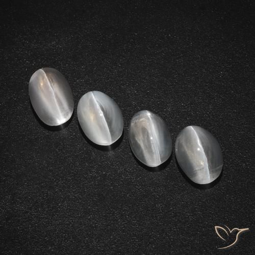 4.26ctw Naturale Bianco trasparente Sillimanite effetto occhio di gatto, Ovale, Traslucido