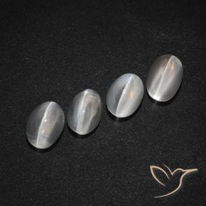 Gemme di Sillimanite Occhio di Gatto Bianco trasparente naturale da 4.26 ct, Ovale, Traslucido