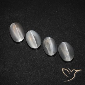 Gemme di Sillimanite Occhio di Gatto Bianco trasparente naturale da 4.26 ct, Ovale, Traslucido