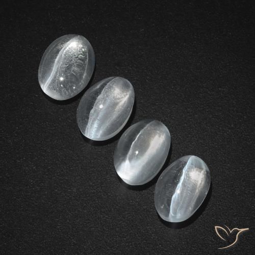 4.08ctw Naturale Bianco trasparente Sillimanite effetto occhio di gatto, Ovale, Traslucido