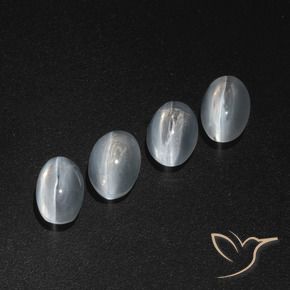 Gemme di Sillimanite Occhio di Gatto Bianco trasparente naturale da 4.68 ct, Ovale, Traslucido