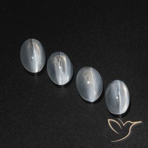 Gemme di Sillimanite Occhio di Gatto Bianco trasparente naturale da 4.68 ct, Ovale, Traslucido