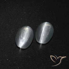Gemme di Sillimanite Occhio di Gatto Bianco trasparente naturale da 2.60 ct, Ovale, Traslucido