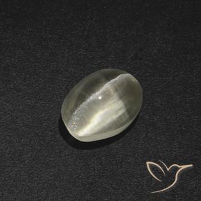 Sillimanite Occhio di Gatto Bianco caldo naturale da 1.84 ct, Ovale, Traslucido