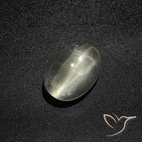 Sillimanite Occhio di Gatto Bianco caldo naturale da 2.76 ct, Ovale, Traslucido