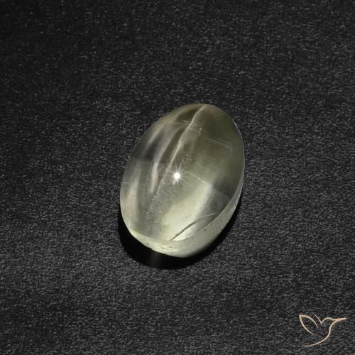 2.87ct Naturale Bianco caldo Sillimanite Occhio di Gatto, Ovale, Traslucido