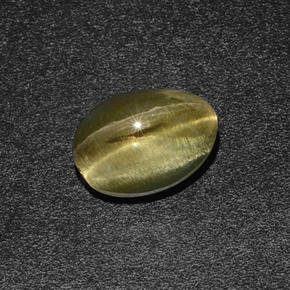 Sillimanite Occhio di Gatto Marrone verdastro naturale da 2.09 ct, Taglio ovale, Traslucido