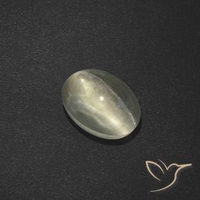 Sillimanite Occhio di Gatto Bianco caldo naturale da 1.73 ct, Ovale, Traslucido