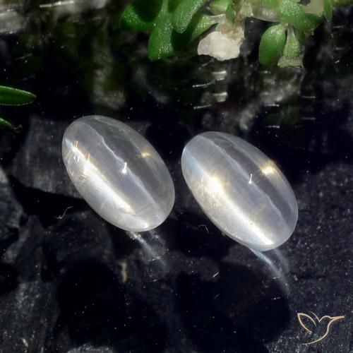 1.43ctw Naturale Bianco trasparente Sillimanite effetto occhio di gatto, Ovale, Traslucido